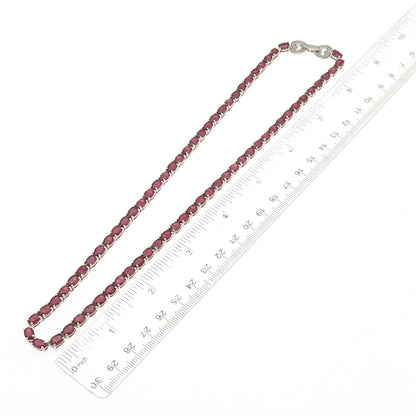 Chuck Clemency 925 Sterling Silver Real Ruby & White Topaz Chain Necklace 18"