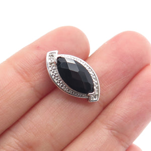 NEVADA 925 Sterling Silver Real Diamond & Black Spinel Minimalist Pendant