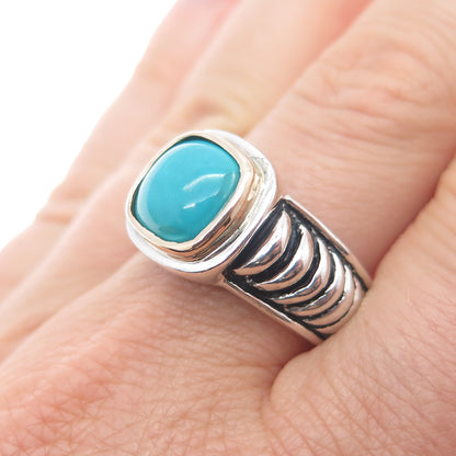 JOSEPH ESPOSITO 14K Gold Sterling Silver Vintage Real Turquoise Ring Size 9.25