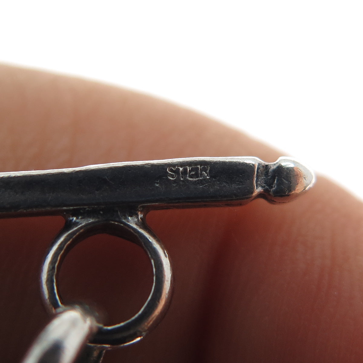 925 Sterling Silver Vintage Beaded Anchor Link Oxidized Bracelet 7"