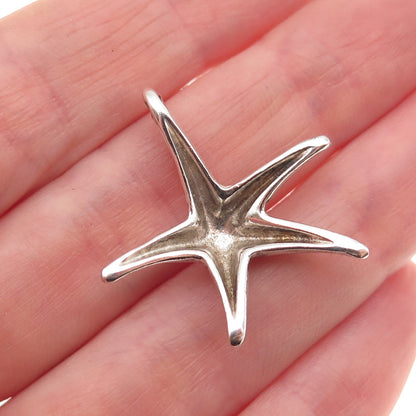 925 Sterling Silver Vintage Starfish Modernist Slide Charm Pendant