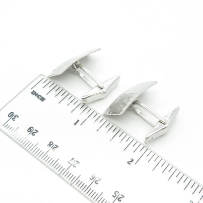 925 Sterling Silver Vintage Smibo Floral Rectangle Cufflinks