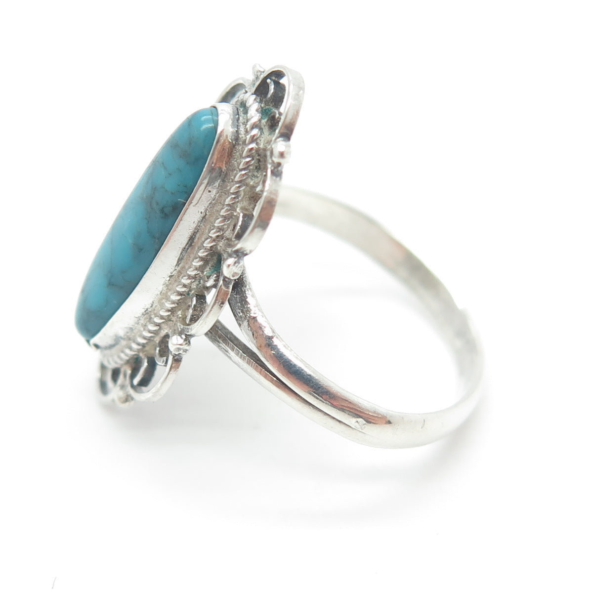 P.I.P. CUAD 925 Sterling Silver Vintage Real Bisbee Turquoise Ring Size 5.75