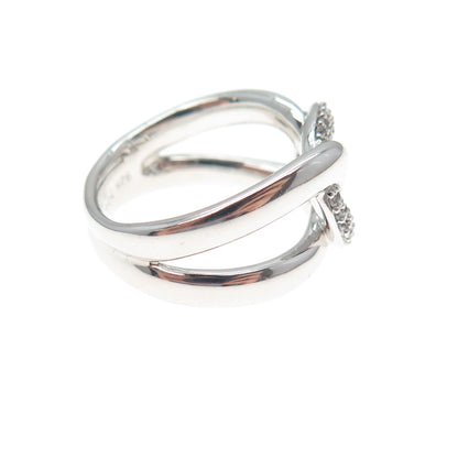 925 Sterling Silver Round-Cut C Z Interlocked Oval Link Ring Size 6.75