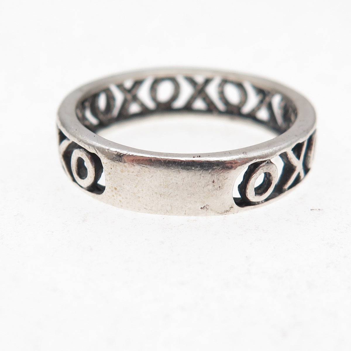 Wheeler Mfg 925 Sterling Silver Vintage XO Hugs & Kisses Oxidized Ring Size 9