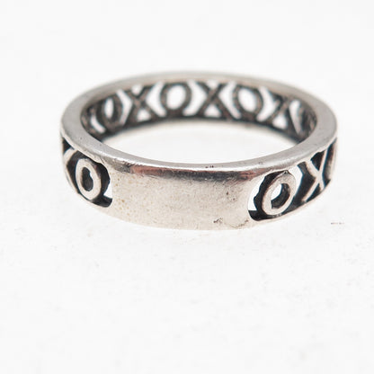 Wheeler Mfg 925 Sterling Silver Vintage XO Hugs & Kisses Oxidized Ring Size 9