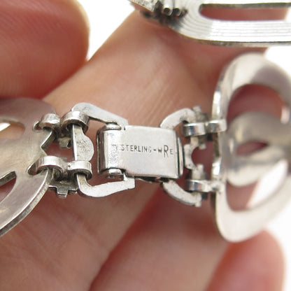 W.E. RICHARDS Sterling Silver Antique Art Deco Double Oval Link Bracelet 7.25"
