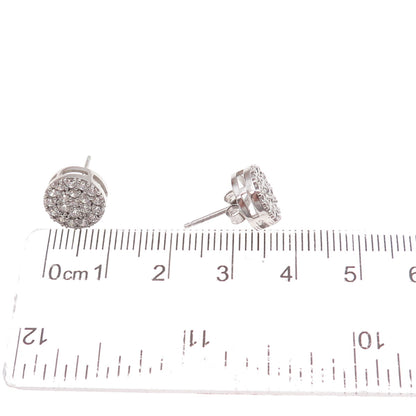 925 Sterling Silver Round-Cut C Z Stud Earrings
