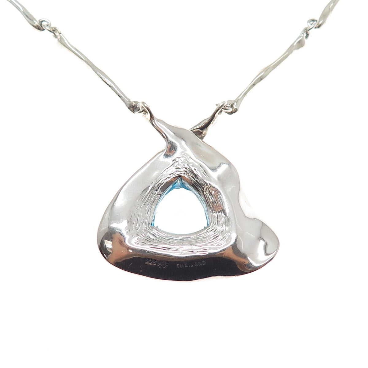 HAGIT GORALI 925 Sterling Silver Vintage Real Blue Topaz Modernist Necklace 20"