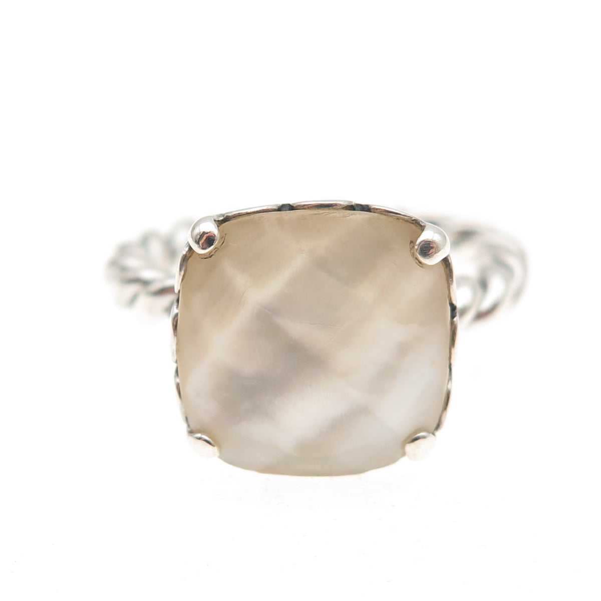 Pandora 925 Sterling Silver Real MOP Elegant Sincerity Ring Size 5.75