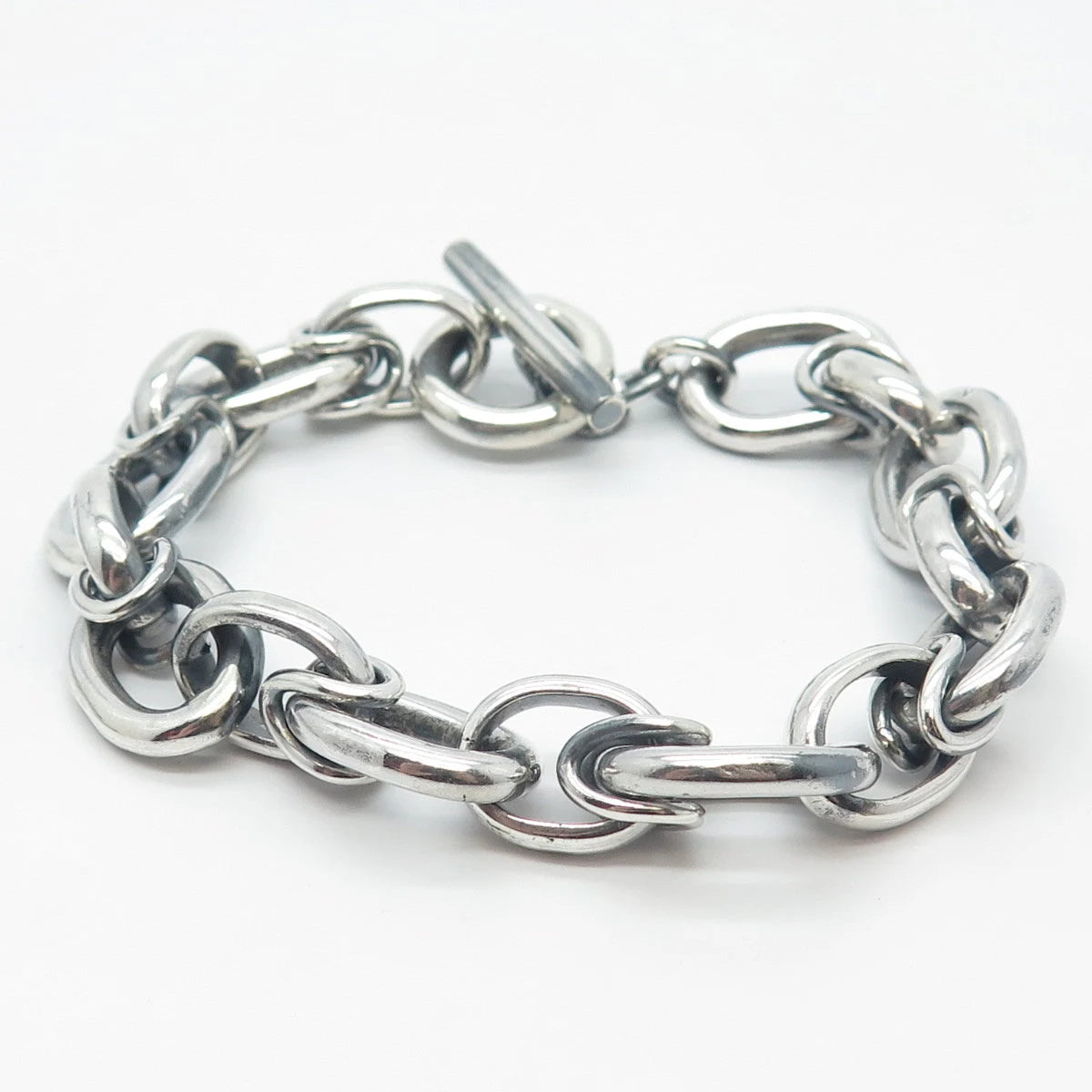 925 Sterling Silver Vintage Rolo Link Bracelet 7"