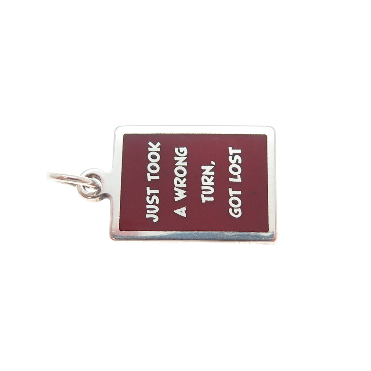 925 Sterling Silver Enamel Just Took A Wrong Turn, Got Lost Minimalist Pendant