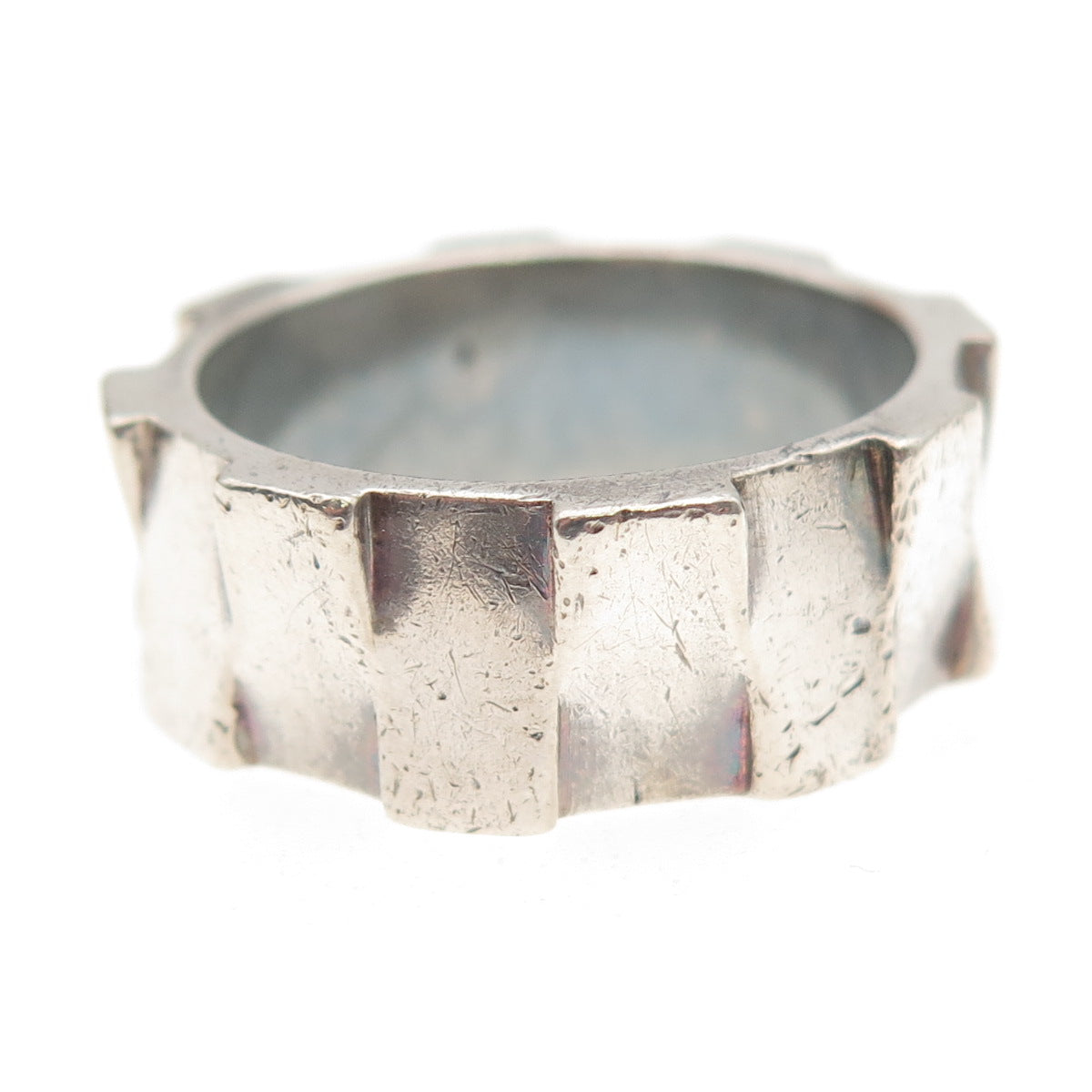 925 Sterling Silver Vintage Italy Modernist Oxidized Band Ring Size 11
