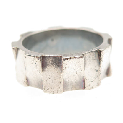 925 Sterling Silver Vintage Italy Modernist Oxidized Band Ring Size 11