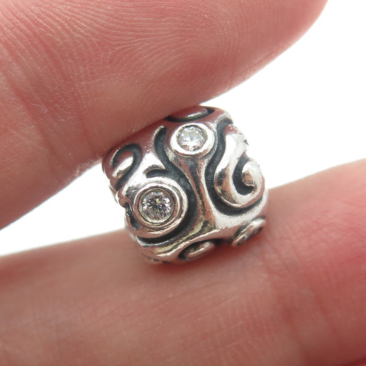 PANDORA 925 Sterling Silver Vintage Round-Cut C Z Daydream Bead Charm