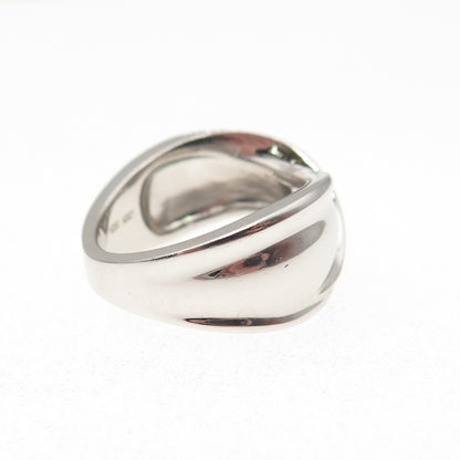 925 Sterling Silver Round-Cut Swarovski Crystal Twisted Ring Size 6.5