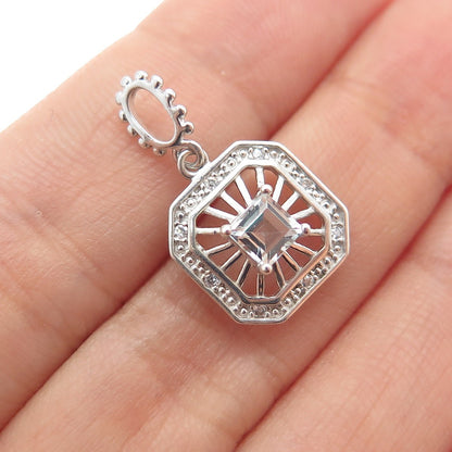 NEVADA 925 Sterling Silver Real Light Blue Aquamarine & C Z Mini Charm Pendant