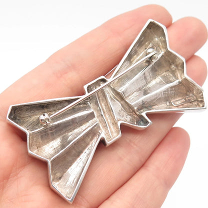 925 Sterling Silver Vintage Bow Ribbed Pin Brooch