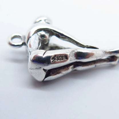 925 Sterling Silver Vintage Gymnast / Athlete Girl Charm Pendant