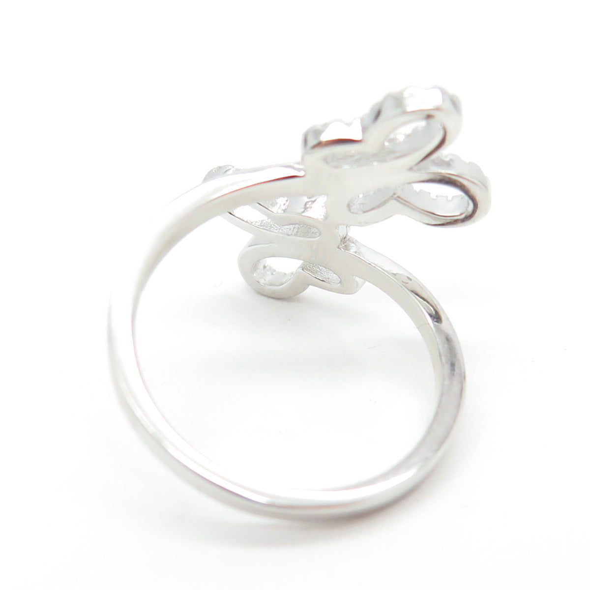 925 Sterling Silver Pave C Z Couple of Butterfly Ring Size 8