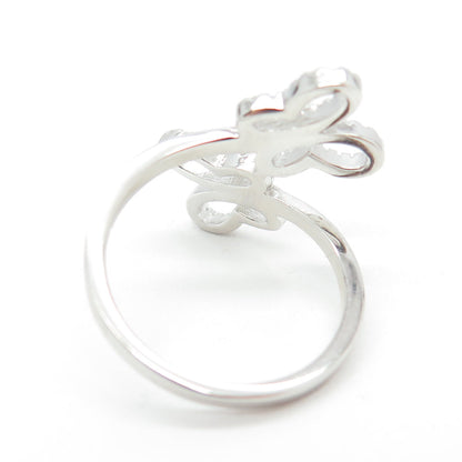 925 Sterling Silver Pave C Z Couple of Butterfly Ring Size 8