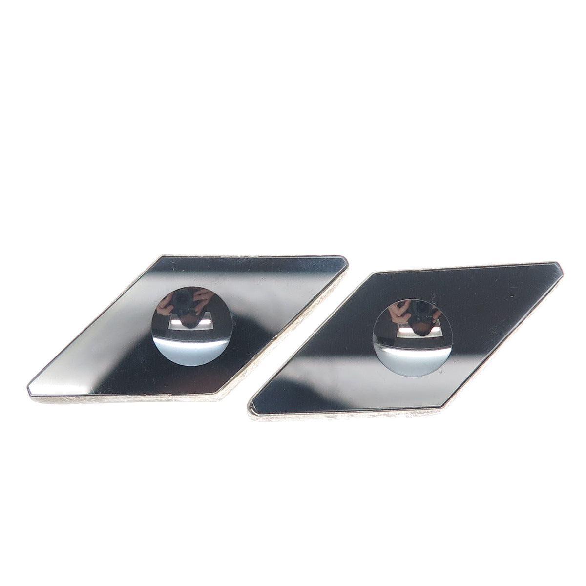 925 Sterling Silver Vintage Poland Real Hematite Modernist Oxidized Earrings