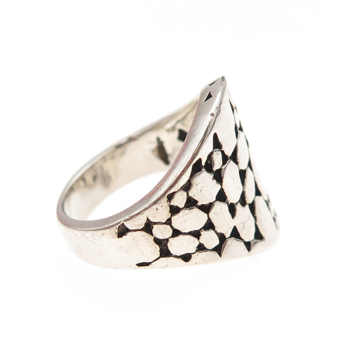 925 Sterling Silver Vintage Modernist Oxidized Ring Size 7