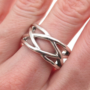 925 Sterling Silver Vintage Crisscross Ring Size 9.25