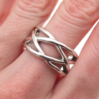 925 Sterling Silver Vintage Crisscross Ring Size 9.25