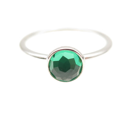 Pandora 925 Sterling Silver Green Crystal August Birthday Blooms Ring Size 6