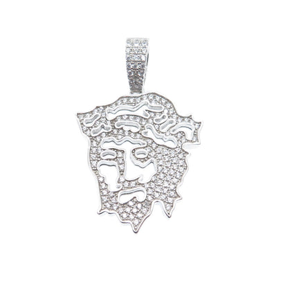 DESIGNS BY YAGI 925 Sterling Silver Round-Cut C Z Sparkle Jesus Charm Pendant