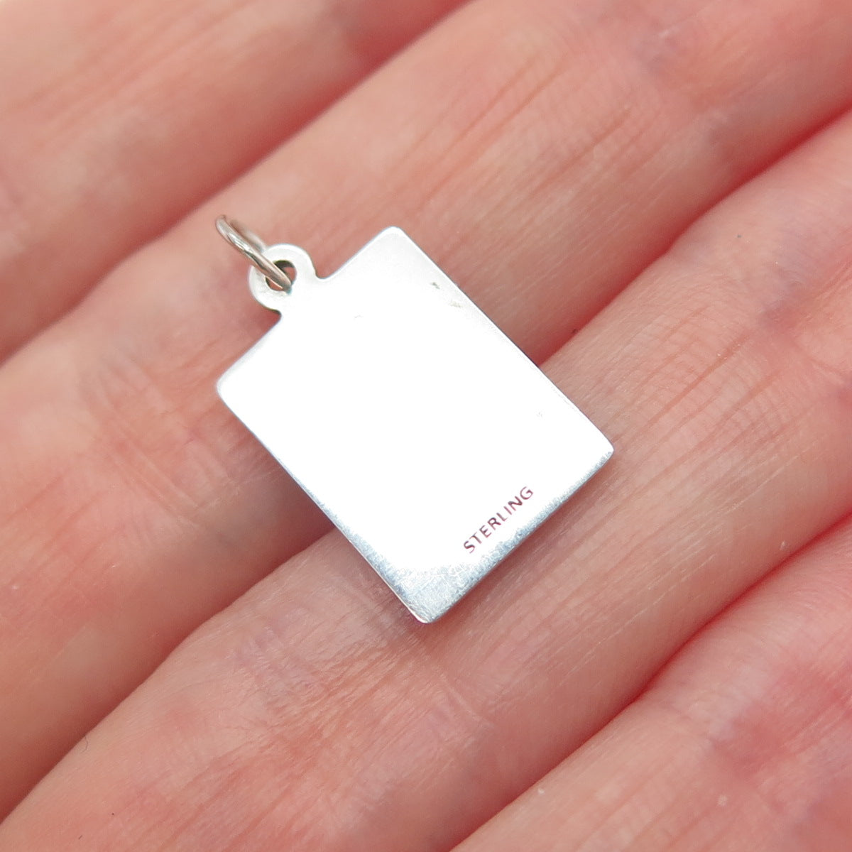 925 Sterling Silver Red Enamel I Am Sorry Minimalist Charm Pendant