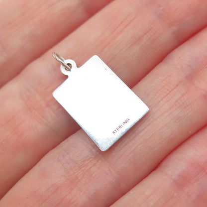 925 Sterling Silver Red Enamel I Am Sorry Minimalist Charm Pendant