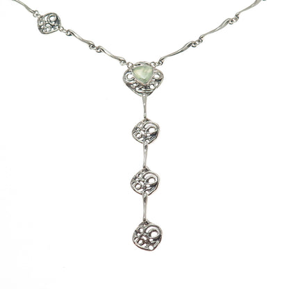 HAGIT GORALI Sterling Silver Vintage Israel Real Prehnite Modernist Necklace 24"