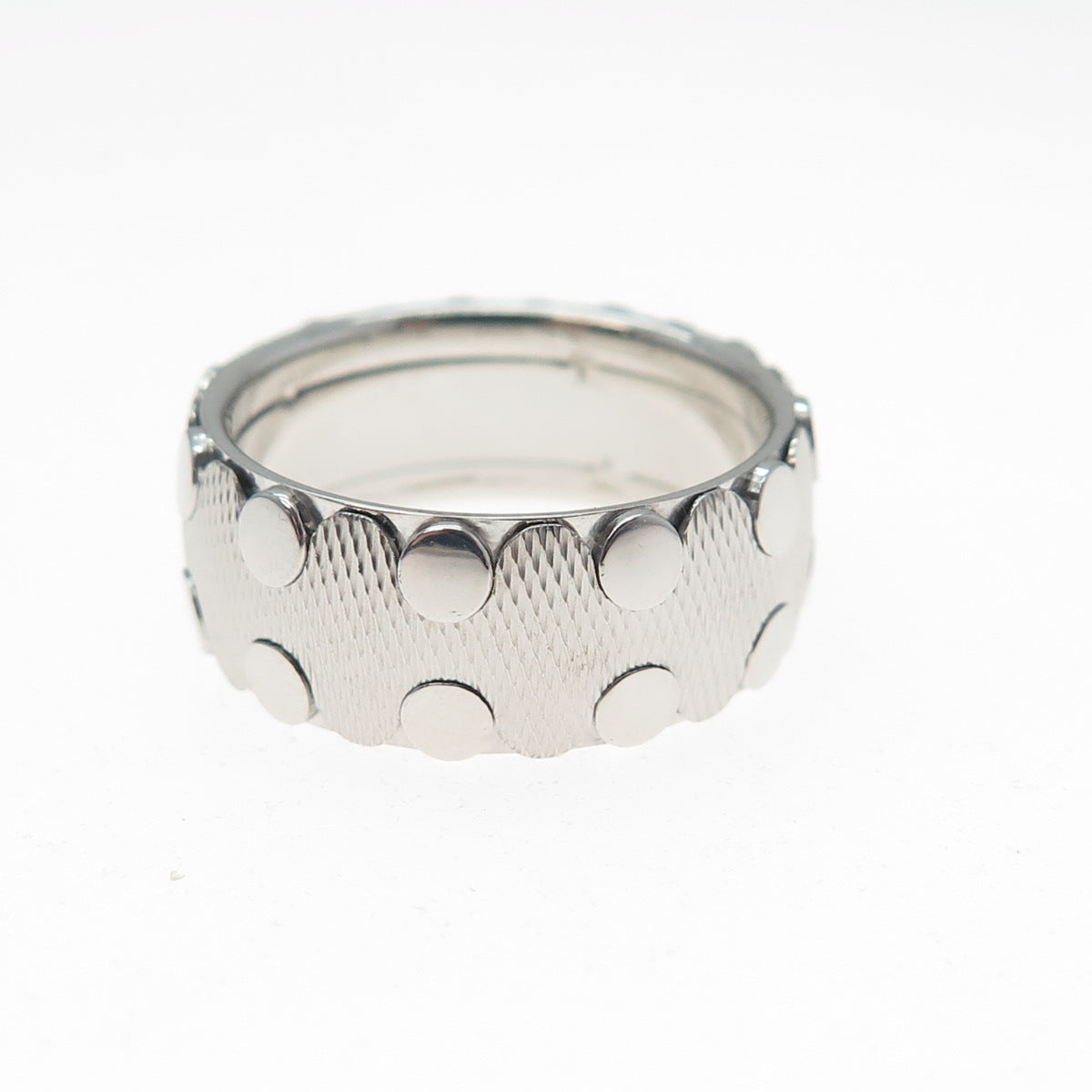 NEOS 925 Sterling Silver Textured Dotted Band Ring Size 7.75