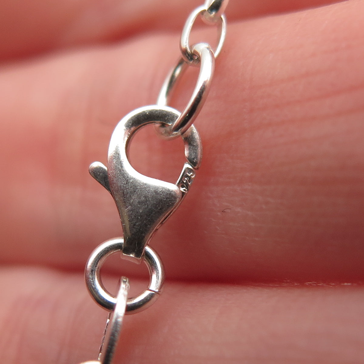 925 Sterling Silver Enamel Dolphin Dangle Charm Cable Link Bracelet 6"