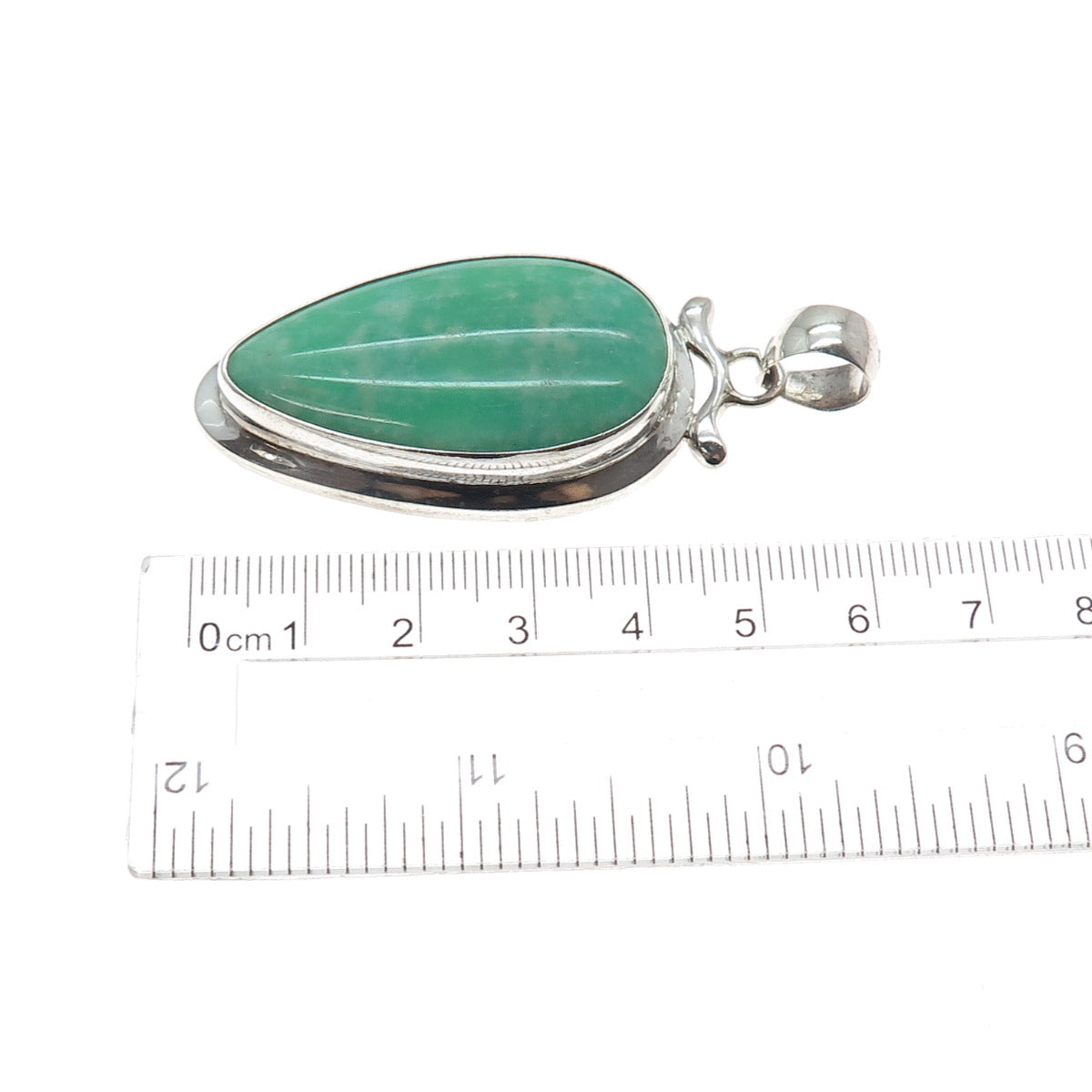 925 Sterling Silver Vintage Real Amazonite Modernist Pendant