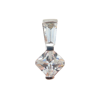 KEN CRAFTS 925 Sterling Princess & Tapered Baguette-Cut C Z Mini Slide Pendant