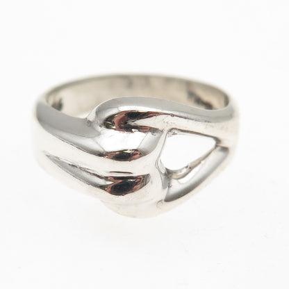 925 Sterling Silver Vintage Mexico Modernist Hook & Eye Ring Size 8.25