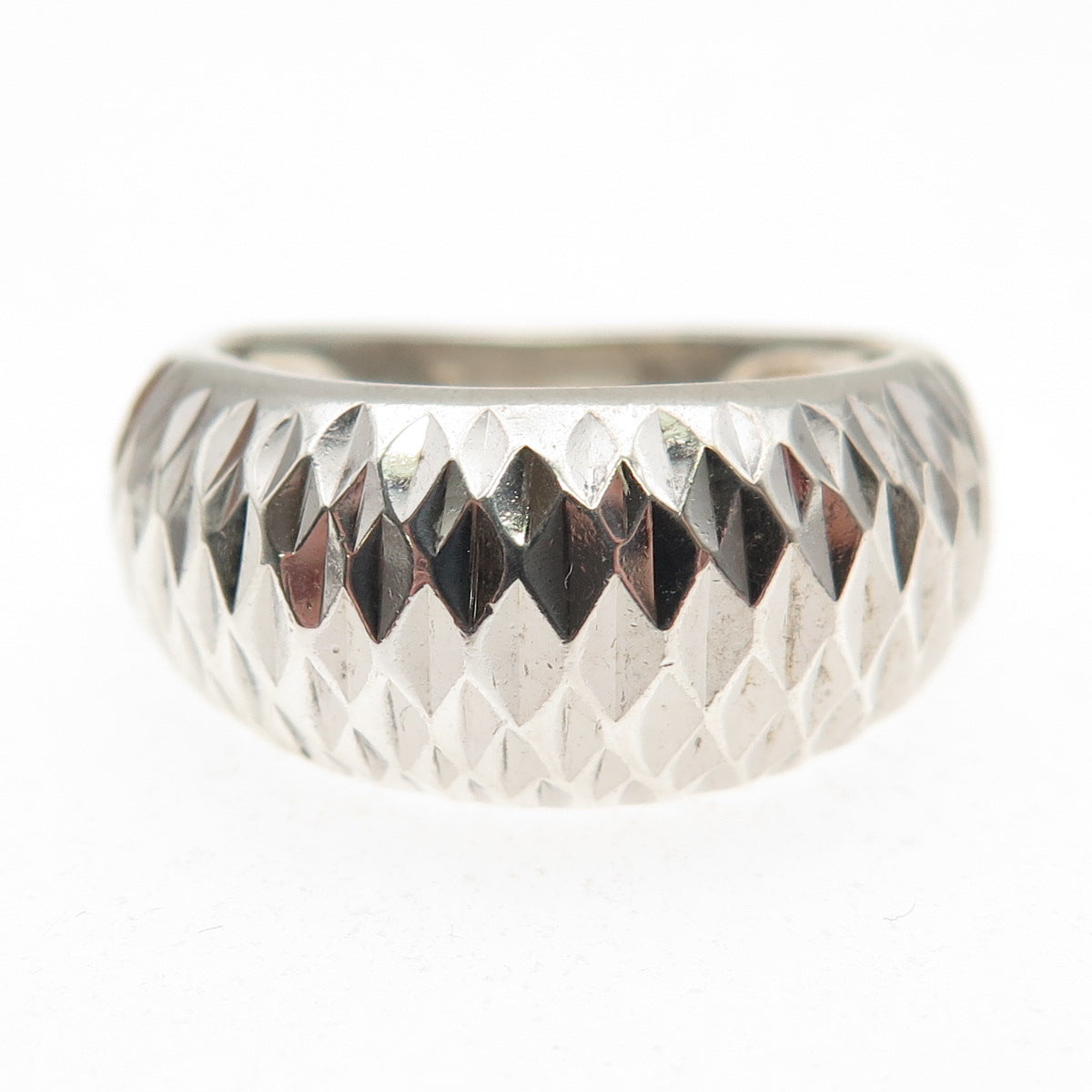 Chapal Zenray 925 Sterling Silver Diamond-Cut Dome Ring Size 7.25