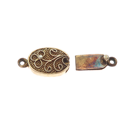 925 Sterling Silver Gold Plated Antique Bracelet / Necklace Flower Box Lock