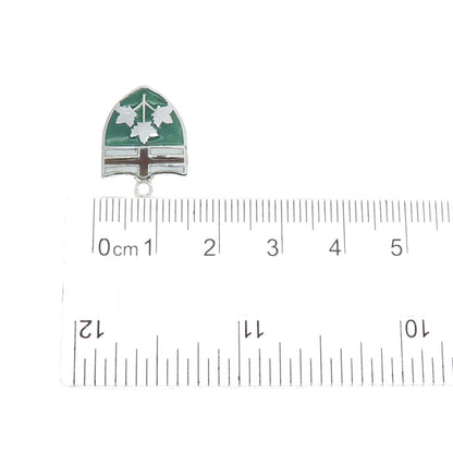 925 Sterling Silver Vintage Enamel Coat of Arms of Ontario Canada Mini Pendant