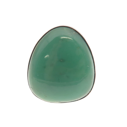 925 Sterling Silver Vintage Real Cabochon Chrysoprase Ring Size 9.5