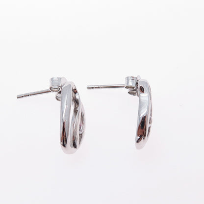 925 Sterling Silver Round-Cut C Z Floral Earrings