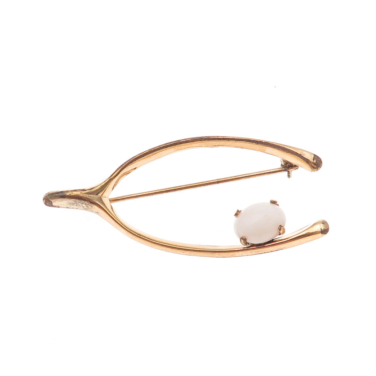 Winard 1/20 12K Gold Filled Antique Art Deco Real Opal Wishbone Pin Brooch