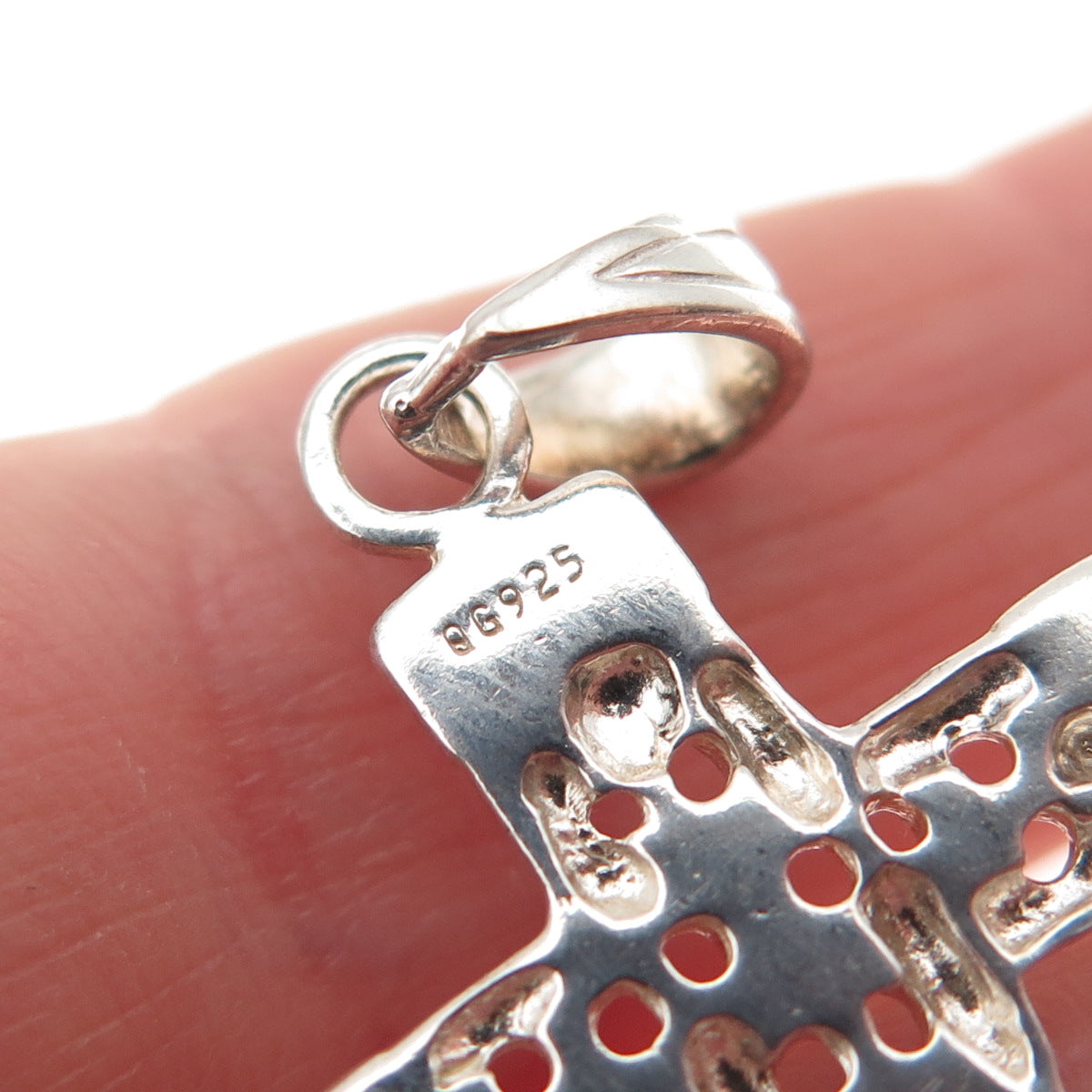 925 Sterling Silver Vintage Modernist Cross Charm Pendant