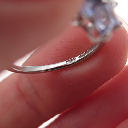 Chuck Clemency 925 Sterling Silver Real Tanzanite Floral Ring Size 8