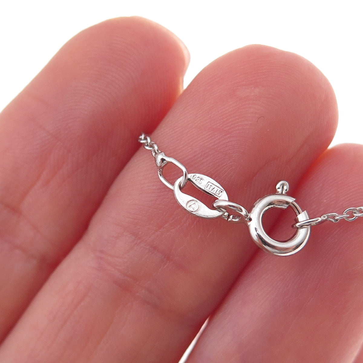 925 Sterling Silver Round-Cut Blue & White C Z Cable Chain Necklace 18"