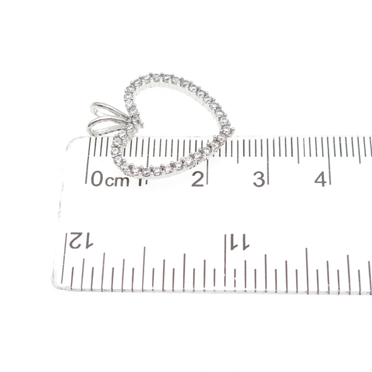 925 Sterling Silver Round-Cut C Z Heart Mini Charm Pendant