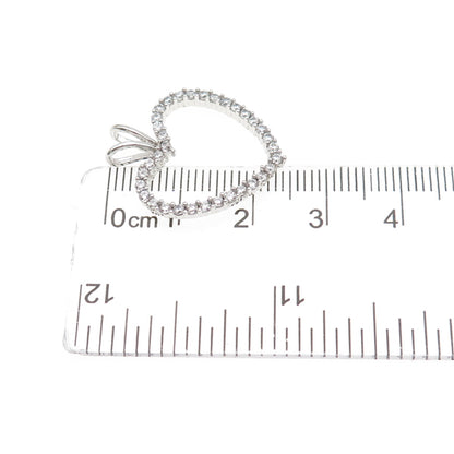 925 Sterling Silver Round-Cut C Z Heart Mini Charm Pendant